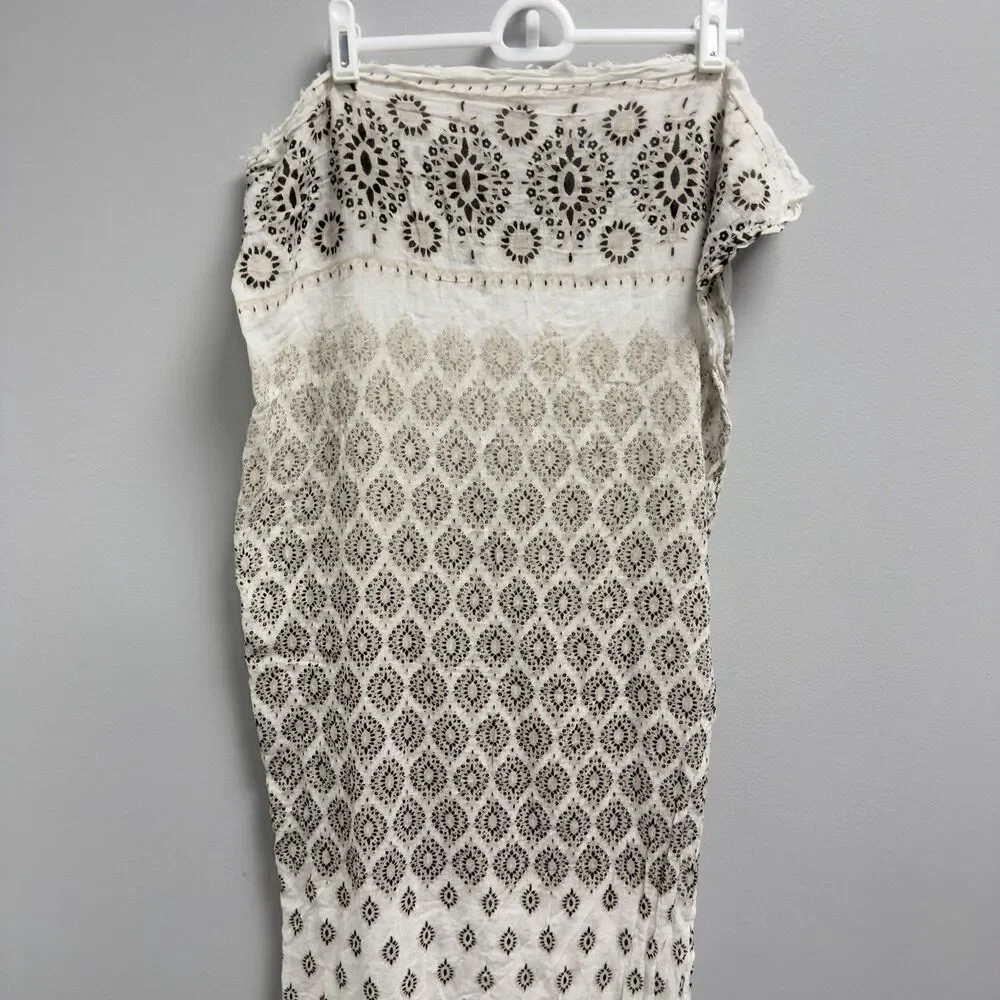 Hat Attack Ivory Diamond Print Scarf New Boho Beach Sarong Wrap Pool Resort wear